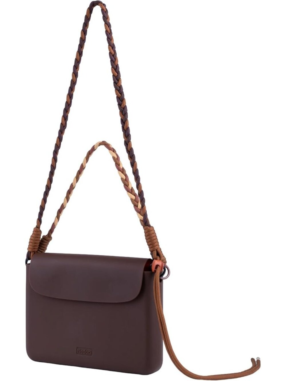 Stylish Magnetic Flip Silicone Crossbody Bag with 2 Braided Straps, Shoulder